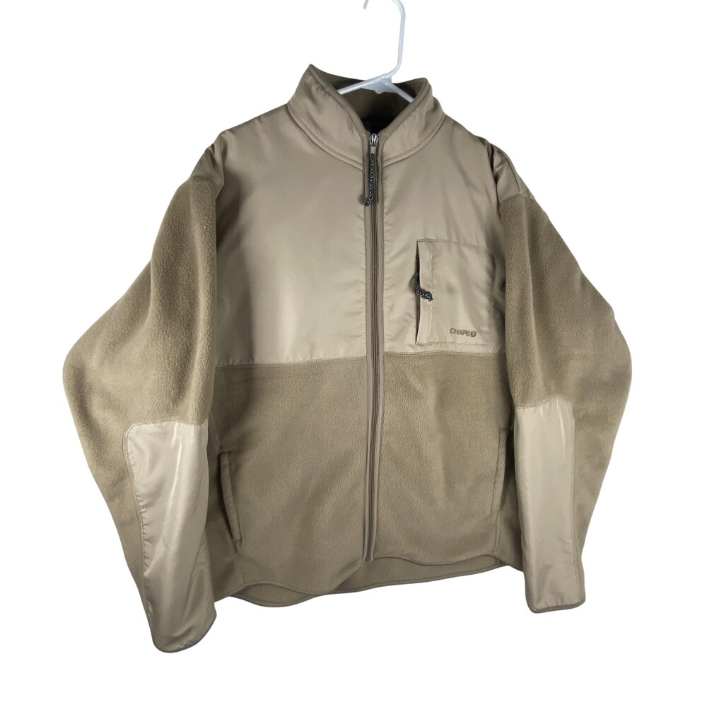 Chaps Jacket Mens XL Beige Fleece Softshell Full Zip Windbreaker Outdoor Warm